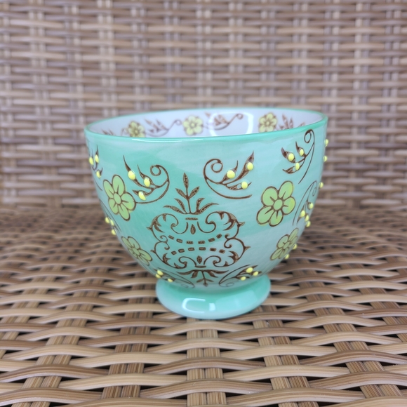 Yokohama Studio Footed Cup Floral Mug Pineapple Green Yellow Hand Painted - Picture 4 of 13